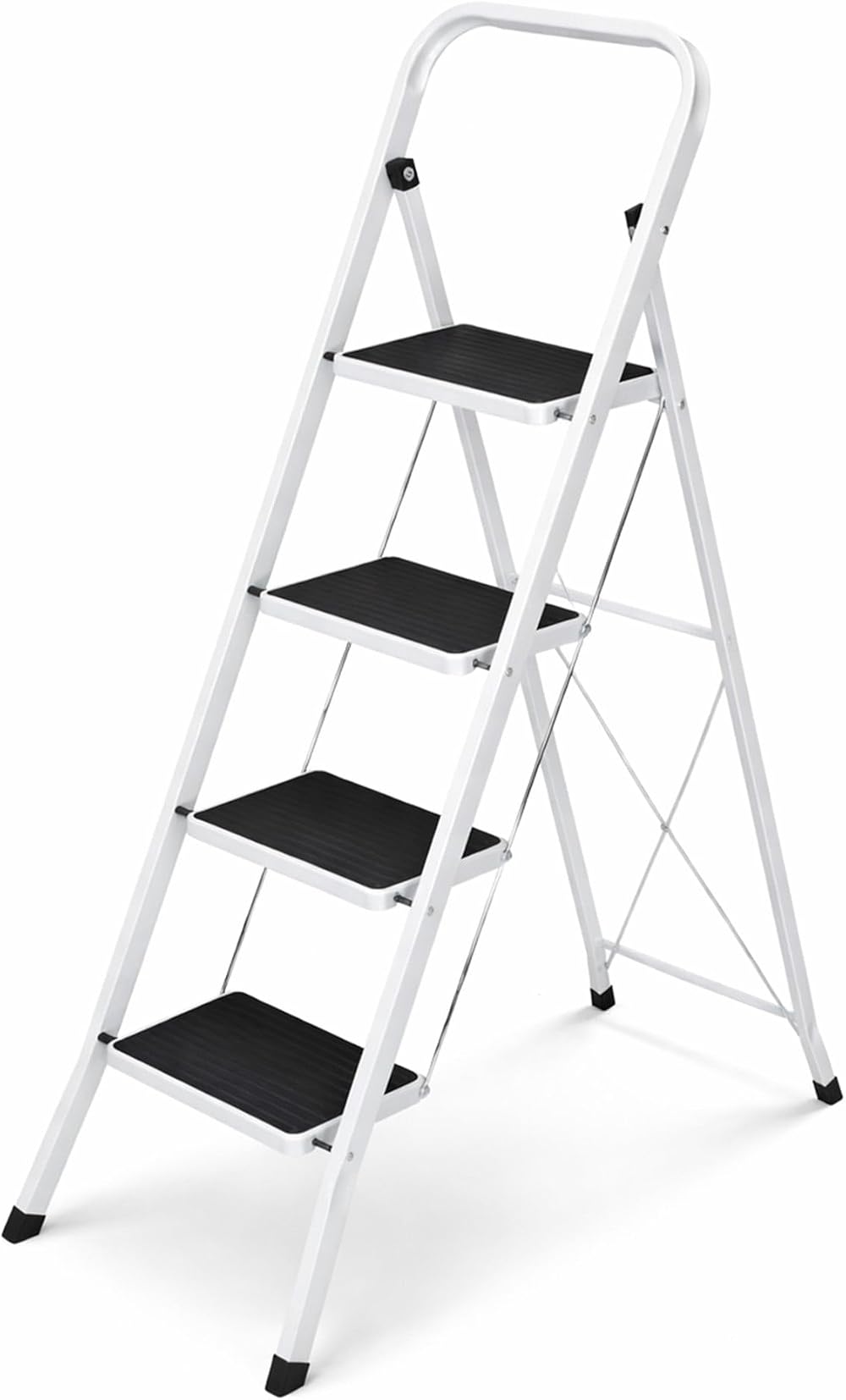 Oypla Foldable 4 Step Ladder Stepladder Non Slip Tread Safety Steel Step