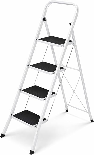 Oypla Foldable 4 Step Ladder Stepladder Non Slip Tread Safety Steel Step