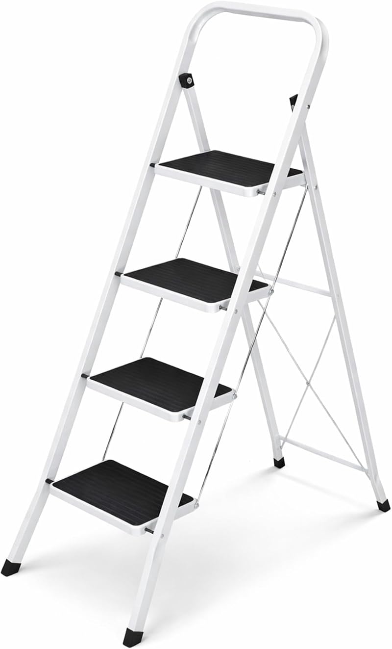 Oypla Foldable 4 Step Ladder Stepladder Non Slip Tread Safety Steel Step