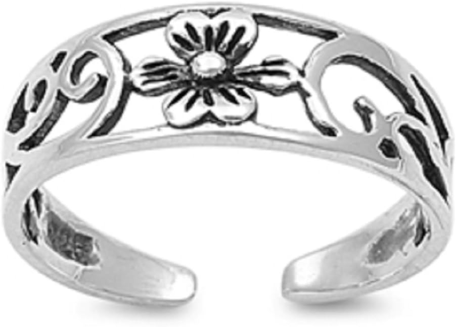 JKL Toe Ring925 Sterling Silver Toe Ring - Flower 6mm