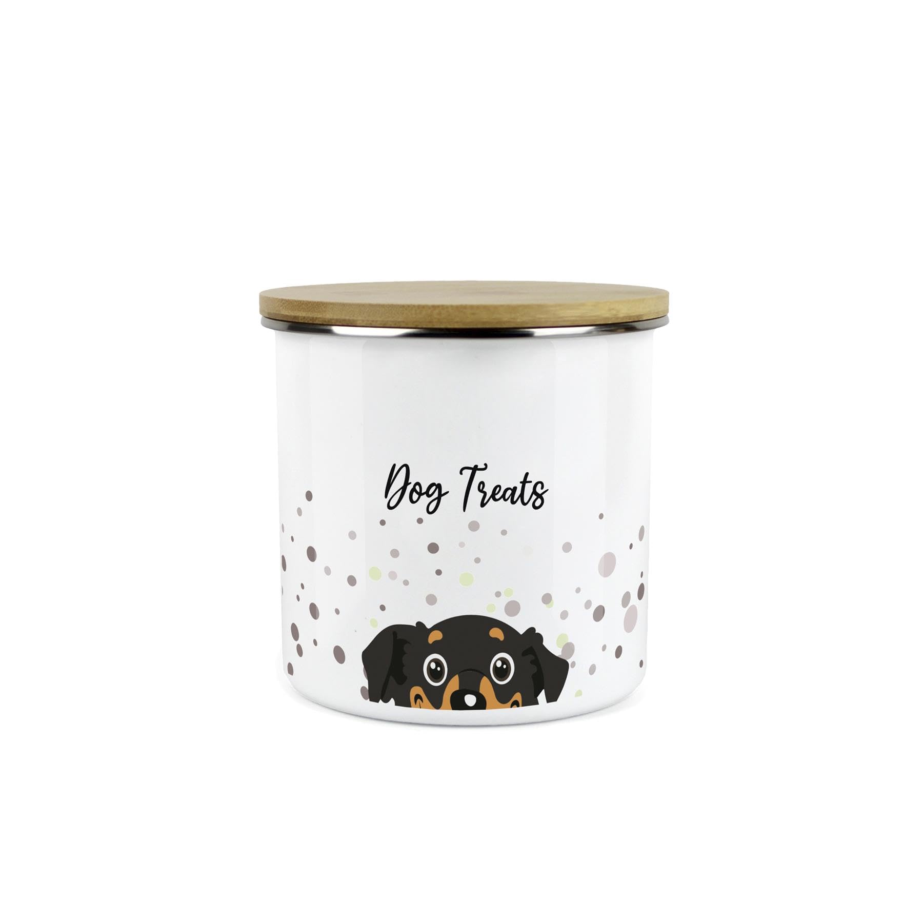 Purely Home Dog Treats Storage Canister - Peeping Dog Metal Enamel Medium Storage Container Pet Treats Tin