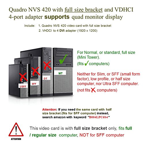 Epic IT Service - Quadro NVS 420 for quad-monitor setup (full bracket, PCI-E x 16, VHDCI to 4 x DVI adapter)