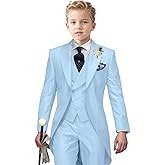 ProPoFol Boys Tailcoat Suit Set,3 Piece Boy Tuxedo Slim Fit Suits for Kids for Wedding Prom Performance Concert Casual
