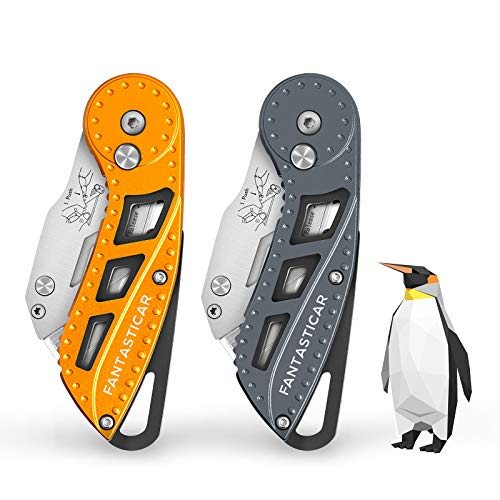 FantastiCAR Folding Utility Knife Box Cutter with 5Piece Extra Blades