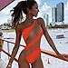 Mlide Women’s One Piece Sexy Mesh Color Stitching Swimsuit Set(Without Lining),Orange,XXLthumb 3