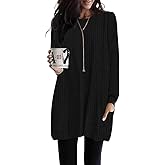 Poetsky Long Shirts for Women to Wear with Leggings Long Sleeve Tunic Tops Loose Fit Dressy Tunic Sweaters with Pockets S-3XL