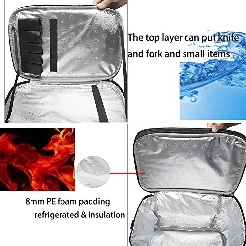 Fanmaous Lunch Box Insulated Lunch Bag Large Cooler Tote Bag Drinks Bottle Box Thermal Lunch Bags for Adult Men Women Car Picnic Camping Family ,Double Deck Cooler(18L/Khaki)