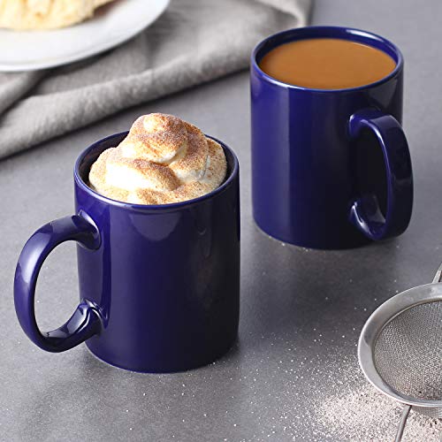 Y YHY Porcelain Coffee Mugs, 12 Ounces Mug Set for Coffee, Tea, Cocoa or DIY, Set of 6, Navy Blue
