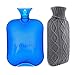 Ohuhu 2L Hot Water Bottle Transparent Classic Bottle with Knitted Cover for Pain Relief Hot Therapy Blue Hot Water Bottles, 2000ml 68oz