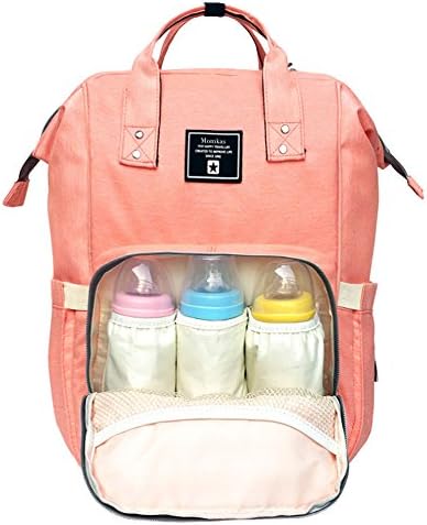 Momkas Diaper Bag Multi-Function Waterproof Travel Backpack Nappy Bags for Baby Care, Large Capacity, Stylish and Durable,Waterproof Fabric (Pink)