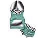 Newborn Baby Boys Girls Clothes Set 2 Pieces Stripe Vest Hoodie+Short Pants (1-2y, Green)