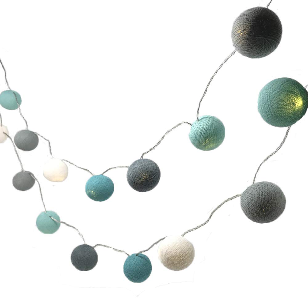 Blaze On Ambient Ball Fairy Lights (Notting Hill) – 20 Warm White LED Lights – Hand–Spun Cotton Balls – USB Powered and Includes UK 3–Pin USB Adapter – Indoor Decorative String Lights