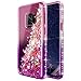 Galaxy S9 Case with Screen Protector (Full Coverage) for Girls Women, NageBee Glitter Liquid Sparkle Bling Floating Waterfall Quicksand Diamond Shockproof Cute Case for Samsung Galaxy S9 -Pink/Purple