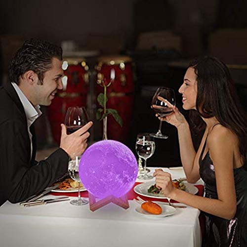 image for Moon Lamp, LOGROTATE 3D Print LED 16 Colors RGB Moon Light, Decorative