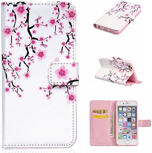 Ooboom® iPhone 6S/6 4.7" Case PU Leather Wallet Stand Magnetic Flip Cover Pouch with Card Slots Cash Packet for Apple iPhone 6S/6 4.7" - Plum Blossom