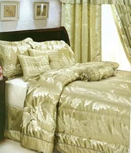 Amazon.com: 7pc King Size Green Jacquard Comforter Bed in ...
