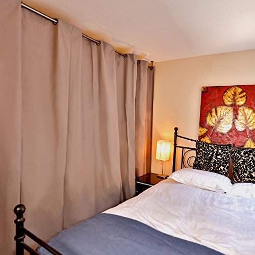 RoomDividersNow Muslin Hanging Room Divider Kit - Small A, 8ft Tall x 3ft - 4ft 8in Wide (Gray) - Thumbnail 2