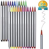 Fineliner Pens, 24 Colors Fine Tip Colored Writing Drawing Markers Pens Fine Line Point Marker Pen Set for Bullet Journal Planner Note Calendar Coloring Art Projects