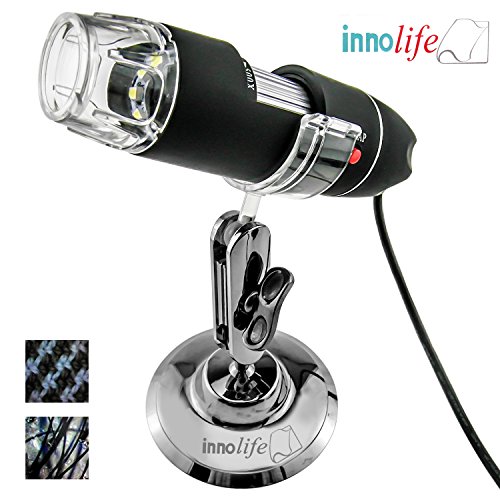 innolife Portable 50X-500X Magnification 8-LED USB Digital Microscope Endoscope with Stand for Education Biological Inspection