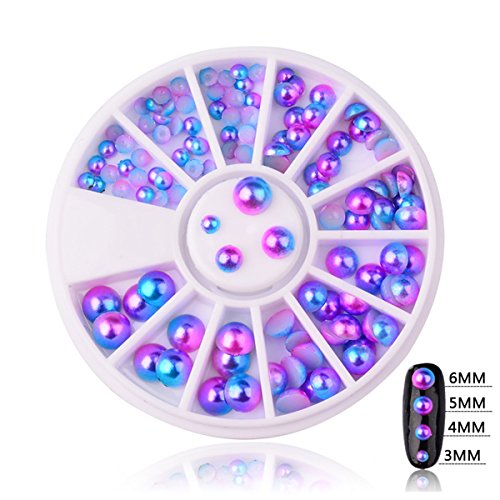 Mezerdoo 3 Wheels Set Mix Size Gradient Mermaid Pearl Flat Back Magic Symphony Charms Bead 3D Nail Art Tips Decoration Manicure 3/4/5/6mm - Thumbnail 3