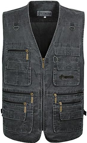 Yete Mens Casual Work Utility Hunting Travels Sports Vest With Multiple Pockets (US 4XL(Tag7XL), Dark Gray)