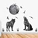 Wland 33 inches x 28 inches Moon Wolves Mountain Forests Silhouette Animals Wall Stickers Decals Decorations for Children Nursery Kids Room