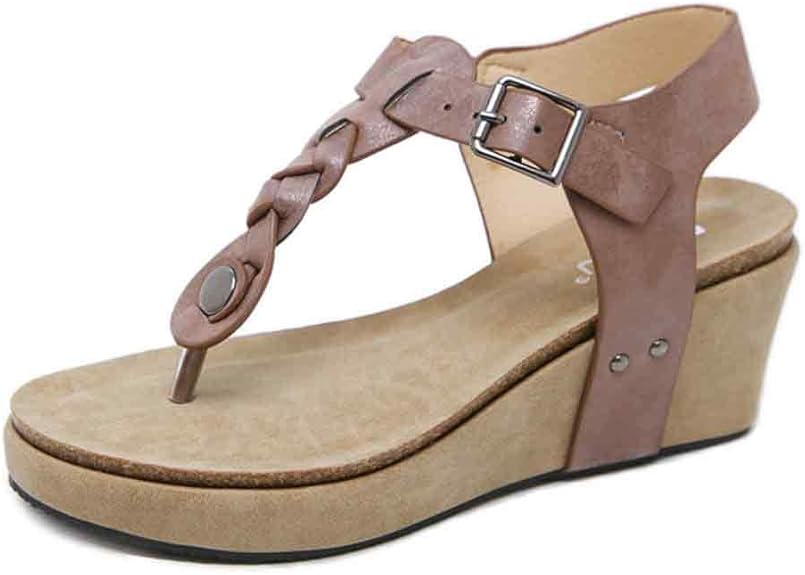 Gladiator Platform Wedge Sandals Women Summer Comfy Low Heeled Leather