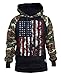 Interstate Apparel Men's Huge American Flag Black/Camo Raglan Baseball Hoodie Large Black