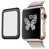 JideTech Tempered Glass Full Body Screen Protector for Apple Watch 42mm (Black)