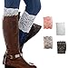 FAYBOX Women Lace Floral Boot Cuffs Leg Warmer Socks Pack of 4 Peach