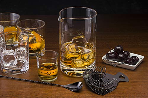 Cork & Mill Cocktail Mixing Glas Set - Old Fashion Kit - 24oz (700ml) Kristall Rührglas für Barending - 9-teiliges… – Bild 4