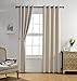 MIUCO Room Darkening Grommet Blackout Window Curtains Panels for Bedroom Set of 2 52x84 Inch Begie, Bonus 2 Tie Backs Included
