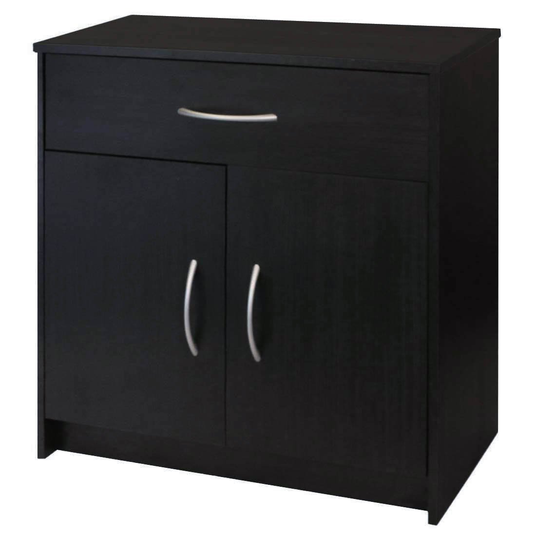 Home Treats Black Wooden Sideboard Cabinet For Living Room Dining