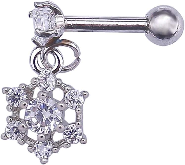 Exquisite 1Pc Tragus Dangle Earring Crown Flower Heart Star Cz Stud Ear Piercing Conch Helix Cartilage Earring for Birthday, Valentine's Day, Anniversary