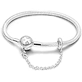 Parmuz 925 Sterling Silver Charm Bracelet for Woman Snake Chain Bracelet Star Moon Butterfly Cute Iconic Moments European Bracelet Jewelry Gift for Woman