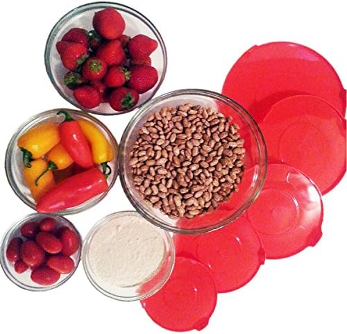5 Glass Bowls with Red Lids, 10 Piece Set, Use as Nesting Bowls, Mixing Bowls, Prepping Bowls, Food Storage Bowls and More, BPA Free