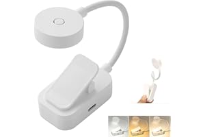 MODOAO Rechargeable Book Light for Reading in Bed, 3 Color Temperatures & 10 Brightness Levels, Eye-Caring Clip-On Reading La