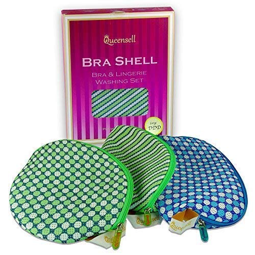Queensell Large Bra Shell Wash Bag Set of 3 Premium Mesh Laundry Bags for Lingerie and Delicates - Washing Machine and Dryer - Multiple Colors Box