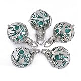 Yumei Jewelry Rhodium Plated Diffuser Locket Aromatherapy Essential Oil Pendant Cage Locket,Pack of 5