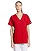 Cherokee Women's Workwear Scrubs Snap Front V-Neck Top, Red, Medium