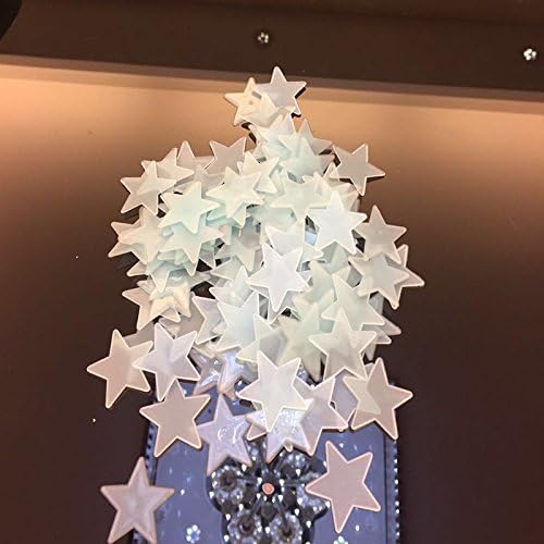 100Pcs Glow in the Dark Glowing Stars Wall Roof Mounted Star Self-adhesive Bedroom Living Room Decorations for Kids (Blue, 1)