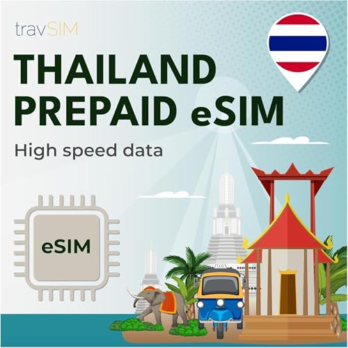 travSIM Thailand eSIM | Unlimited Data (4G/5G speeds) | Valid for 30 Days | Data only | Use apps Like Whatsapp, Facebook, Instagram and Skype | Use in Thailand and More Than 15 Countries in Asia