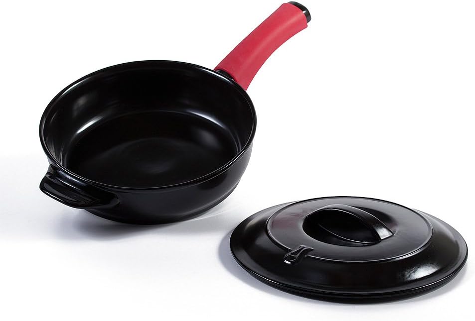 3 Piece 10'' Ceramic Skillet with Cover & Handle Pot Holder