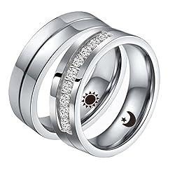 Aeici Stainless Steel Couples Rings Set Sun and