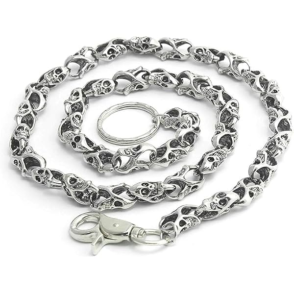 DK Cross Pendant Skull Biker Wallet Chain - 25.5