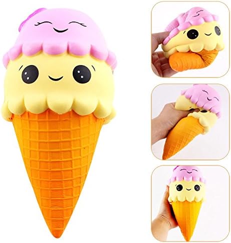 Aijiaye Squishies Jumbo Slow Rising Kawaii Cute Squishies Ice Cream Cone/Unicorn bear/ owl Cake Scented of Decompression Toys and Time Killing Fun Toy 1 Pcs (C)
