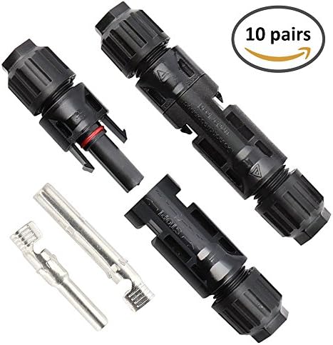 WarmCare 10 Pairs MC4 Solar Panel Cable Connectors Waterproof Male Female Safety Seal Ring for Connecting PV Wires Solar Controller Regulator Solar Inverters and DIY Solar Kit