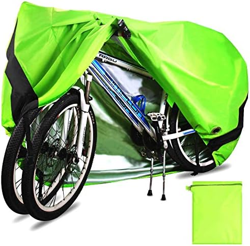 Temork Bike Cover for 2 Bikes 24'', 420D Oxford Heavy Duty Outdoor Waterproof Bicycle Covers UV Dust Sun Wind Proof with Lock Eyes Protection For One 29'' Mountain Road Bikes