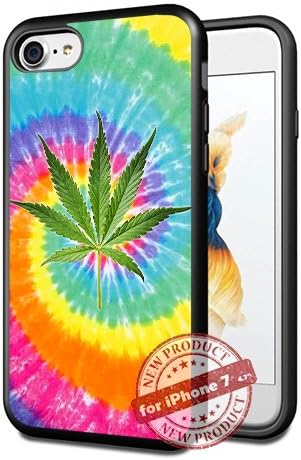 Tie Dye Hippie Weed Cool Design iPhone 7 Case Black TPU Cover Rubber Case