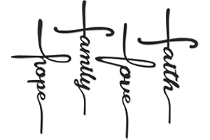 Bnesi Metal Wall Art Sign 4-Piece Set: Love, Faith, Family, Hope - 15 x 8 in Waterproof Religious and Spiritual Hanging Cross Wall Decor for Home Decoration